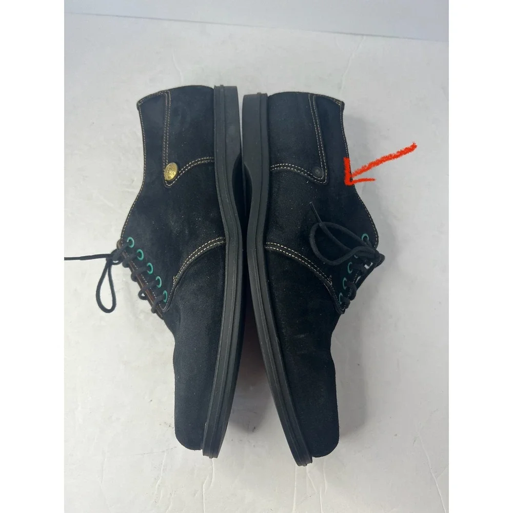 Gianni Versace Men's Black Suede Blue Grommets Lace Up Derby Oxford Shoes Sz‎ 5